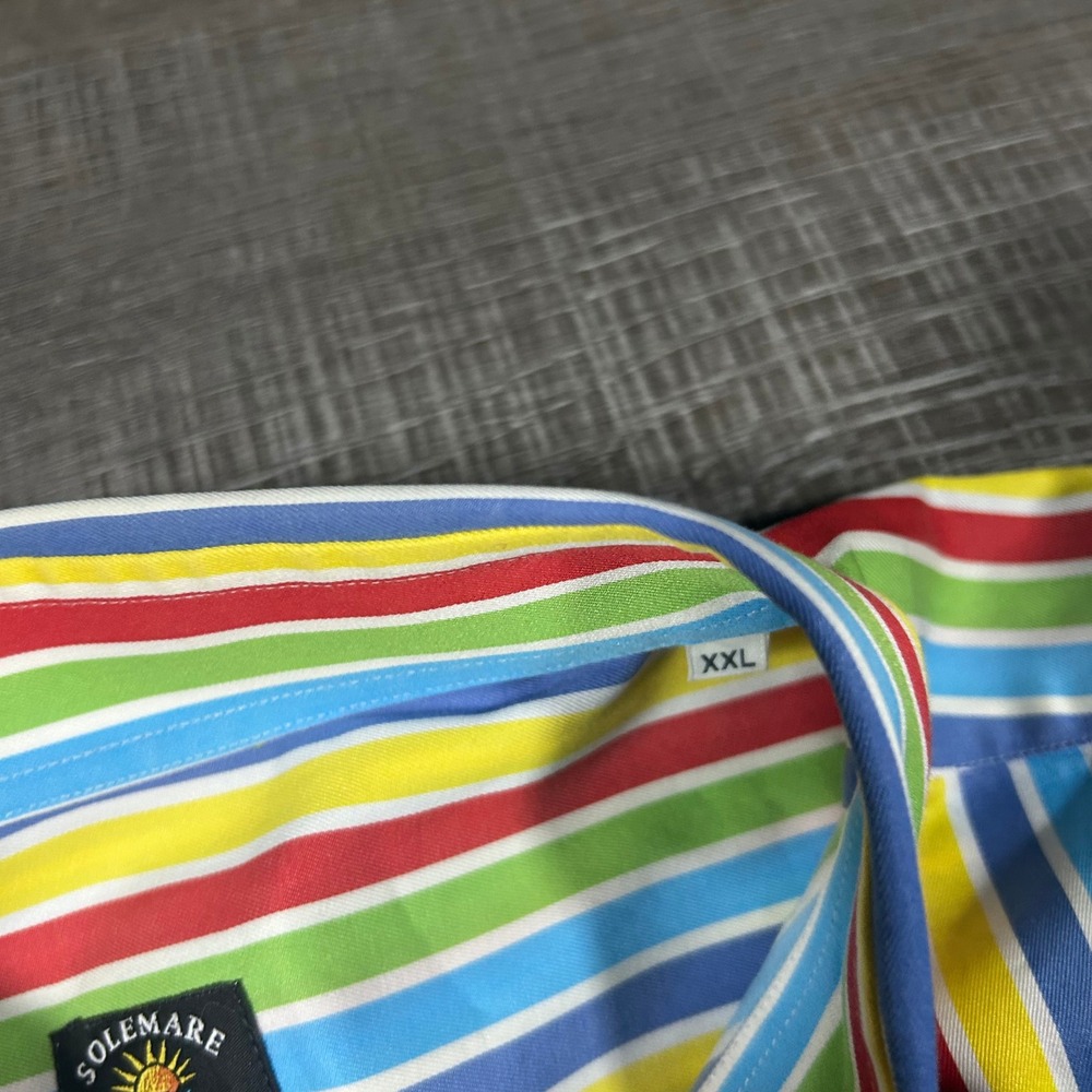 Solemare Maus & Hoffman Mens XXL Button Down Shirt Multi Color Stripe Italy 0380 - Picture 3 of 7